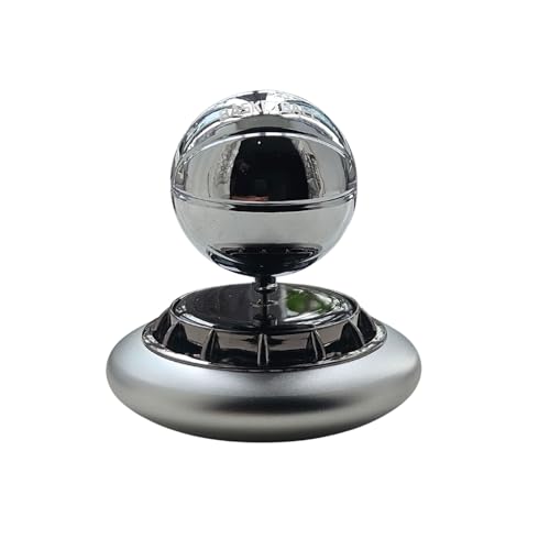 Solar Powered Basketball Dashboard Toy with Fragrance | Rotating Sports Decor Air Freshener for Car Interior (Silver)