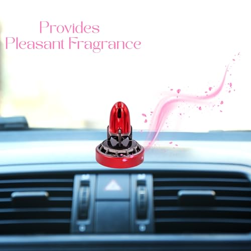 Solar Powered Rocket Car Dashboard Toy with Fragrance | Rotating Space Decor | Air Freshener Showpiece for Car Interior (Metallic Red, s)