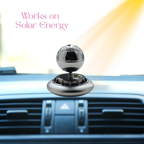 Solar Powered Basketball Dashboard Toy with Fragrance | Rotating Sports Decor Air Freshener for Car Interior (Silver)