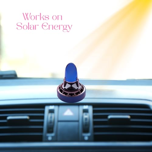 Solar Powered Rocket Car Dashboard Toy with Fragrance | Rotating Space Decor | Air Freshener Showpiece for Car Interior (Metallic Red, s)