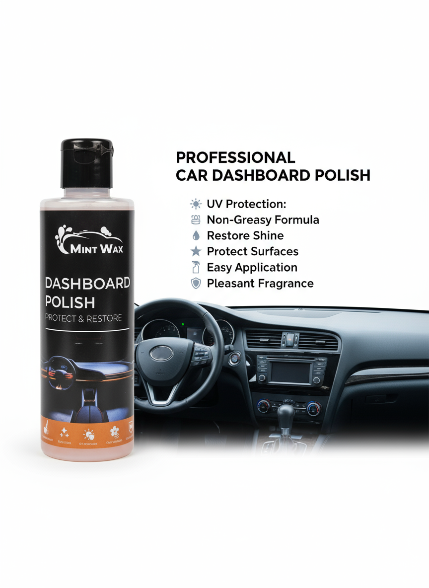 MintWax Dashboard Polish – Multi-Surface Shine & Protection for Car Interiors | Removes Dust & Dirt, UV Protection, Fresh Fragrance, Safe on Plastic, Vinyl & Rubber (200ml)