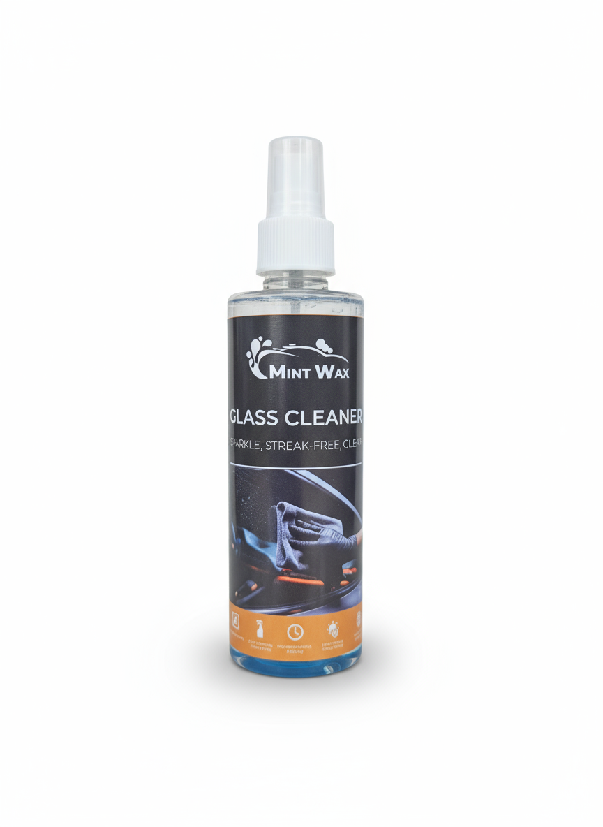 1.	MintWax Car Glass Cleaner Spray – Streak-Free Shine, Removes Dirt, Bugs & Oily Film – Safe for Windshield, Windows & Mirrors – 200ml
